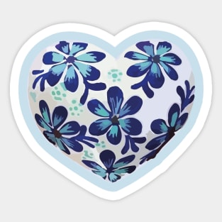 Mexican wooden heart oaxacan wood carving hand painted flower milagrito blue folk art interior design decoration Sticker